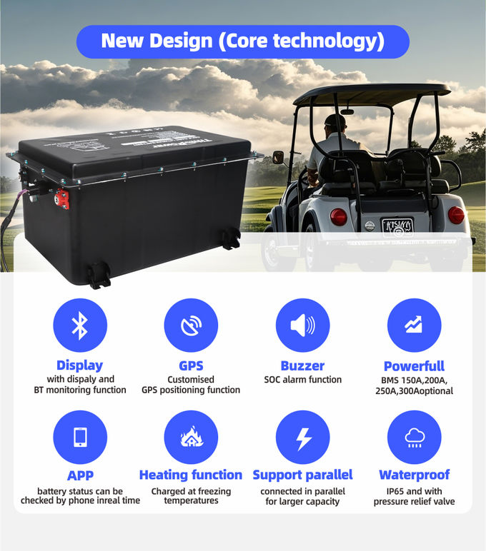 48V 105Ah Golf Cart Lithium Battery Lifepo4 Pack Prismatic With BMS