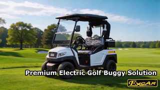 M1S2 White EXCAR 2 Seater Small Electric Buggy Golf Cart With PC Windshield Showcase